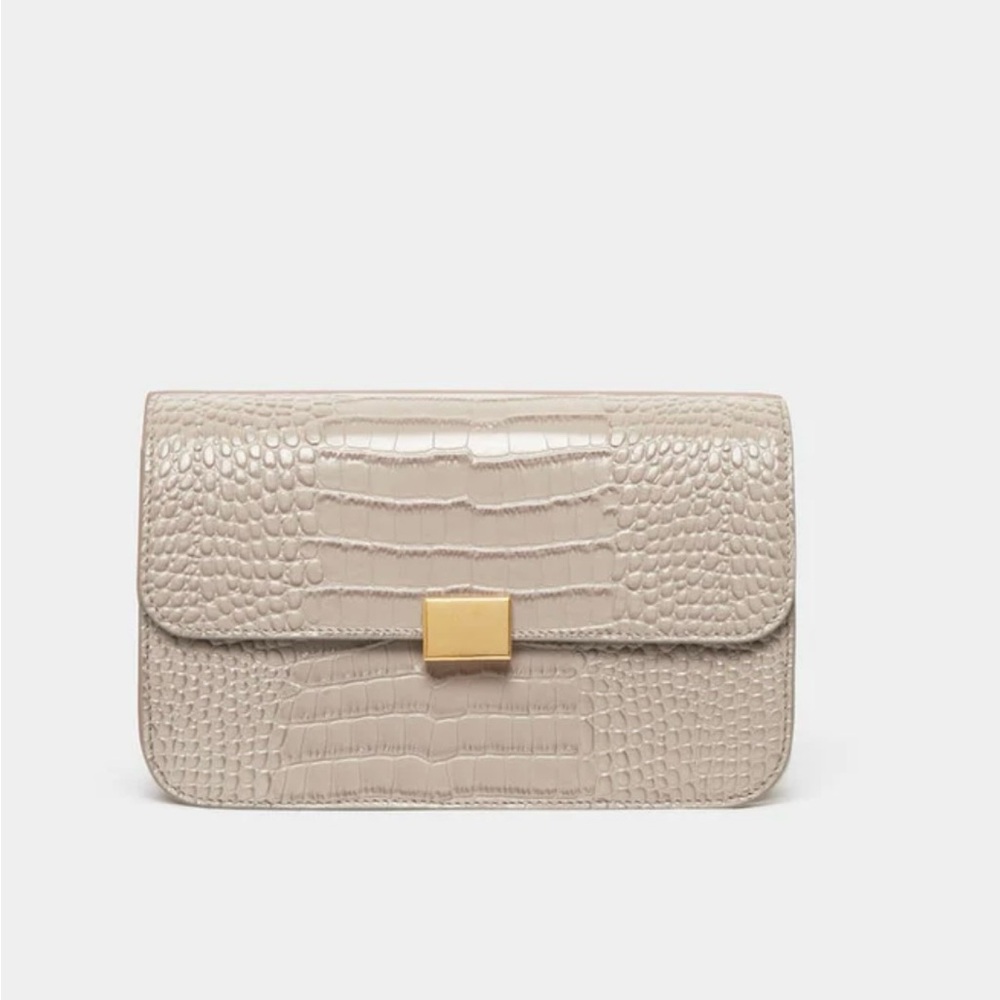 The Curated - CLASSIC SHOULDER BAG - TAUPE MOCK PRINT (NWOT - never used)